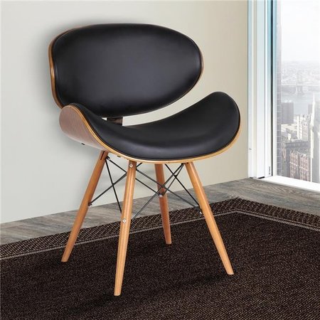ARMEN LIVING Armen Living LCCASIWABL Cassie Mid-Century Dining Chair in Walnut Wood - Black Faux Leather LCCASIWABL